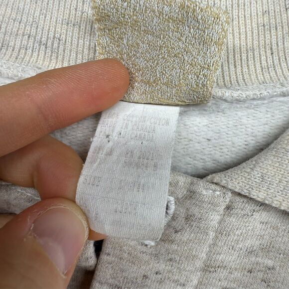 Vintage Colorblock Sweatshirt Mens Large Beige Tan Colorblock Collared Rugby 90s - Picture 8 of 11